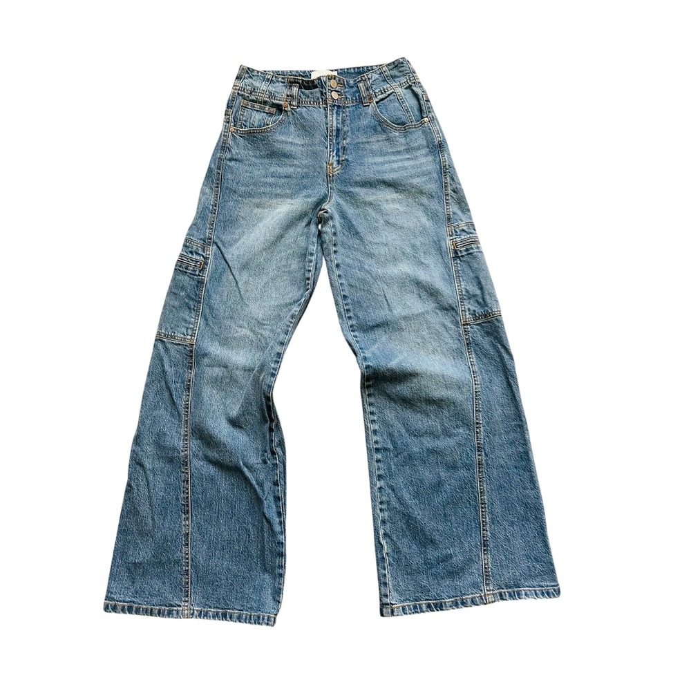 Y2K Utility Habitual Cargo Wide Leg Jeans Light Wash 8/29